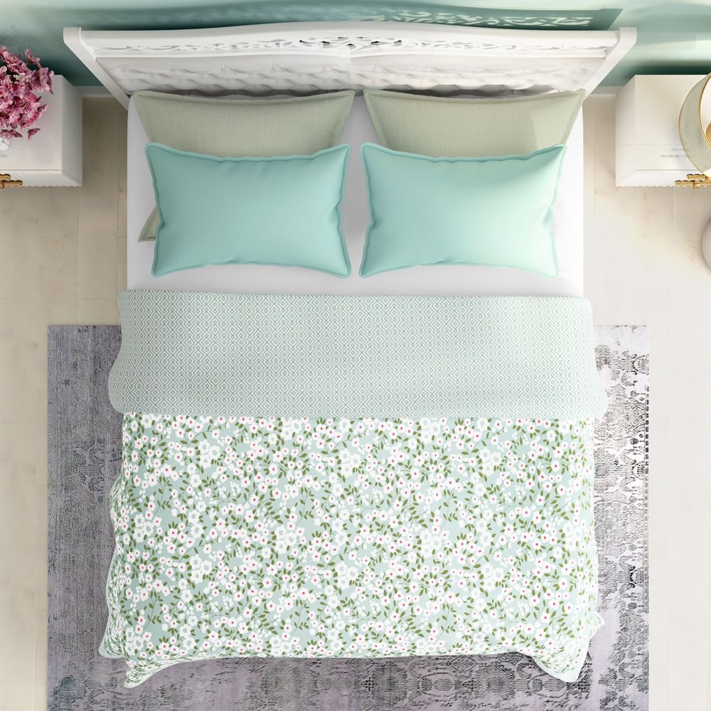 All Season Dohar | Double(90x82 Inch) | 110 GSM | 100% Cotton | Reversible Design | AC Blanket | Sili Green